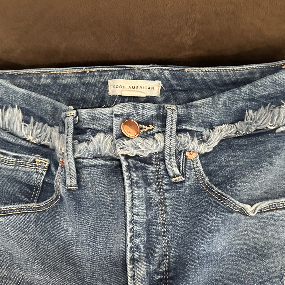 Good American Blue Skinny Jeans Distressed Denim